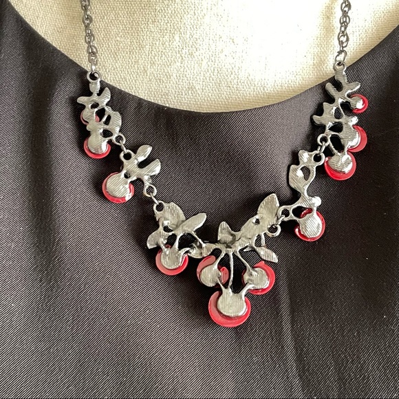 Enamel Cherries and Leaves Necklace Set - Picture 9 of 13